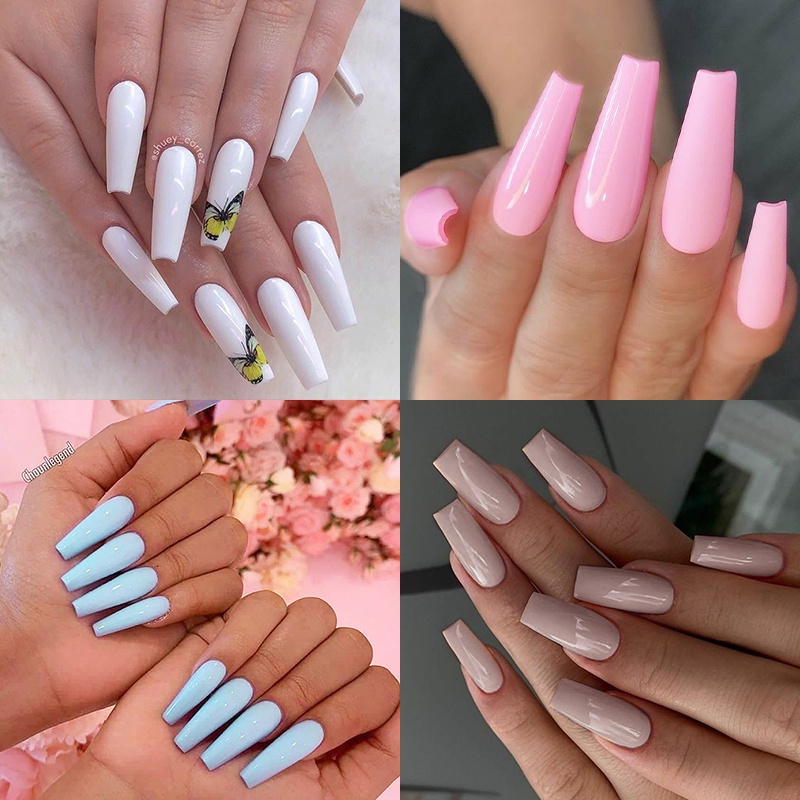 1 Hộp 100 Móng Tay Giả Tự Làm Đầy Màu Sắc Che Phủ Toàn Diện Trang Trí Móng Tay Nghệ Thuật Acrylic YR