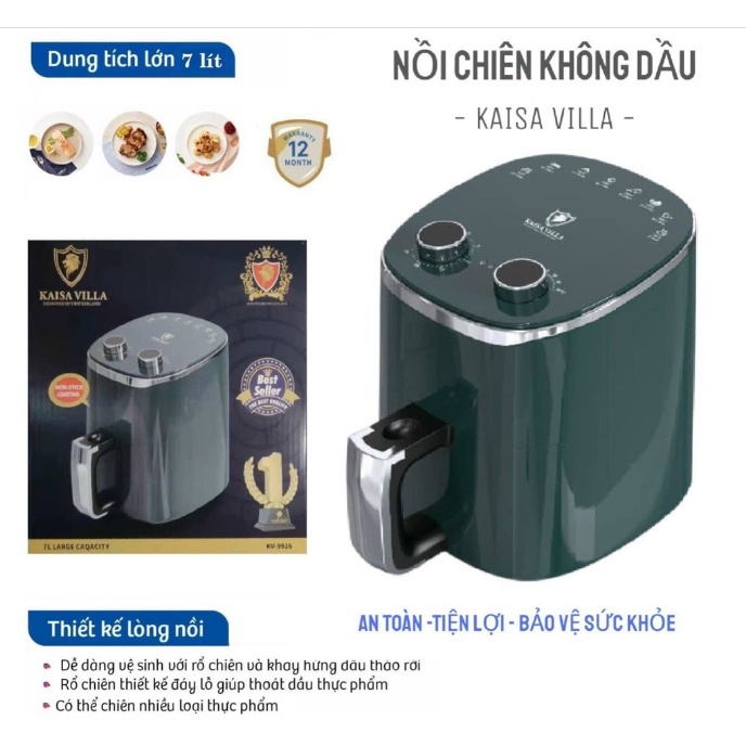 (BH 12 tháng) Nồi chiên không dầu Kaisa Villa KV-9926 phù hợp cho mọi gia đình