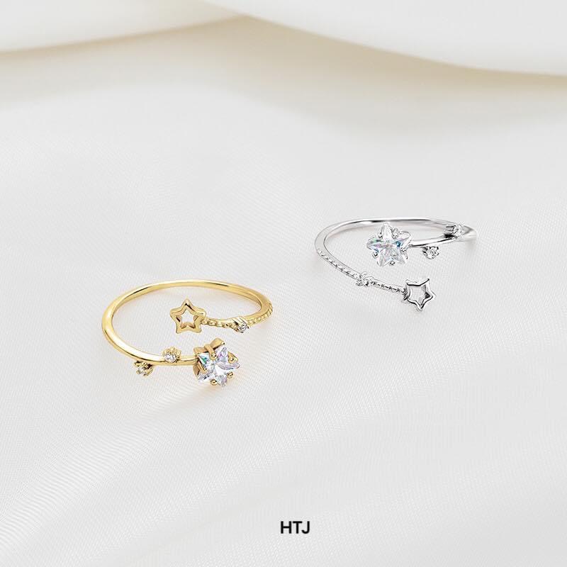 Nhẫn nữ bạc thật hình ngôi sao đính đá xinh xắn - Kho sỉ bạc Nhất Linh