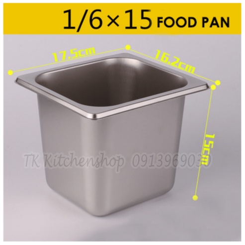 Khay inox 1/6 đựng topping,thạch,thực phẩm có nắp hoặc không nắp HÀNG DÀY LOẠI 1, inox không nhiễm từ an toàn thực phẩm