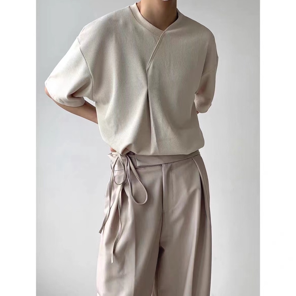 Áo Thun Ngắn Tay Form Rộng Phong Cách Retro Sang Trọng Cho Nam