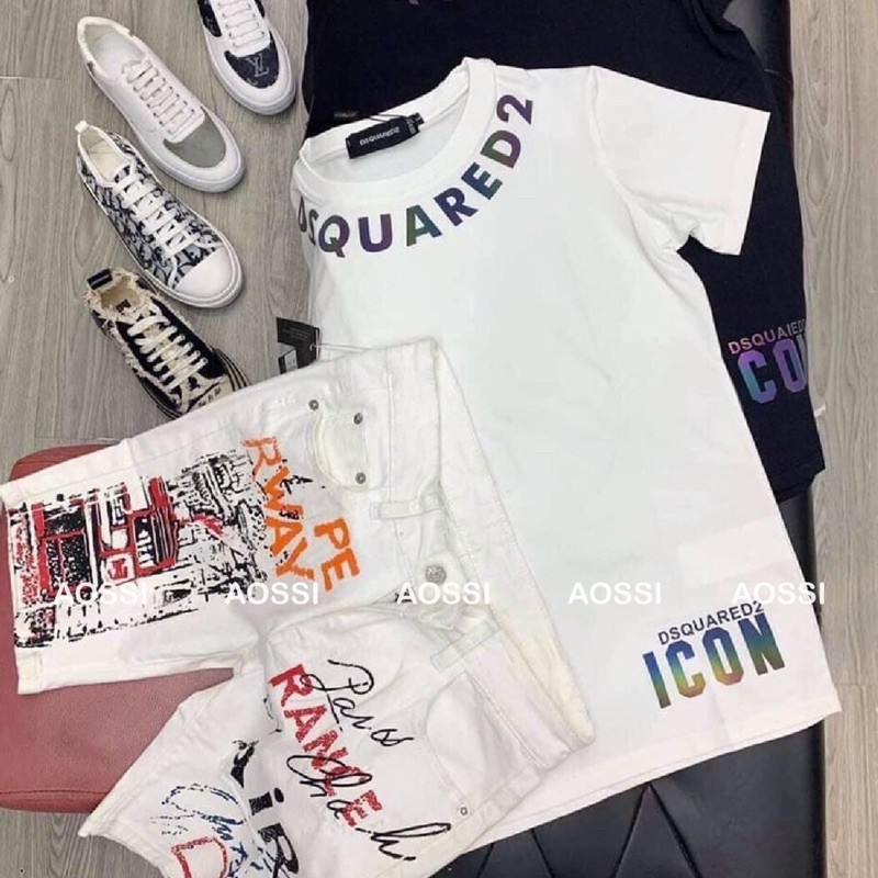 Áo thun phản quang 7 màu - DSQUARED2 -form tay lỡ Unisex