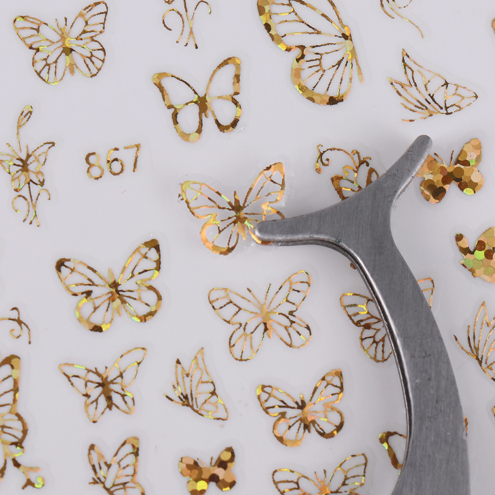 Nhãn Dán Trang Trí Móng Tay Hình Bướm Laser 3D DIY|Sticker Dán Móng Trang Trí Nghệ Thuật