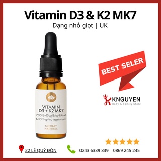 Vitamin D3 K2 Mk7💖FREESHIP💖Siro bổ sung vitamin cho trẻ từ sơ sinh Sunday Natural 20ml Đức [Date mới] [KNguyen]
