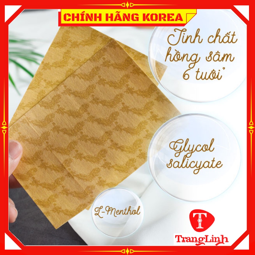 Cao Dán Hồng Sâm Hàn Quốc Gold Red Ginseng, Gói 20 miếng - Loại Đặc Biệt