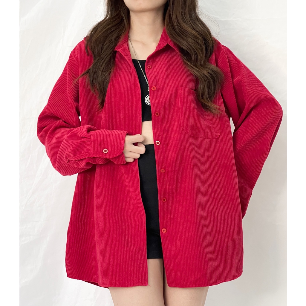 Áo sơ mi tay dài RIBBY gân tăm form rộng unisex nam nữ (Ảnh thật/Có sẵn) | BigBuy360 - bigbuy360.vn