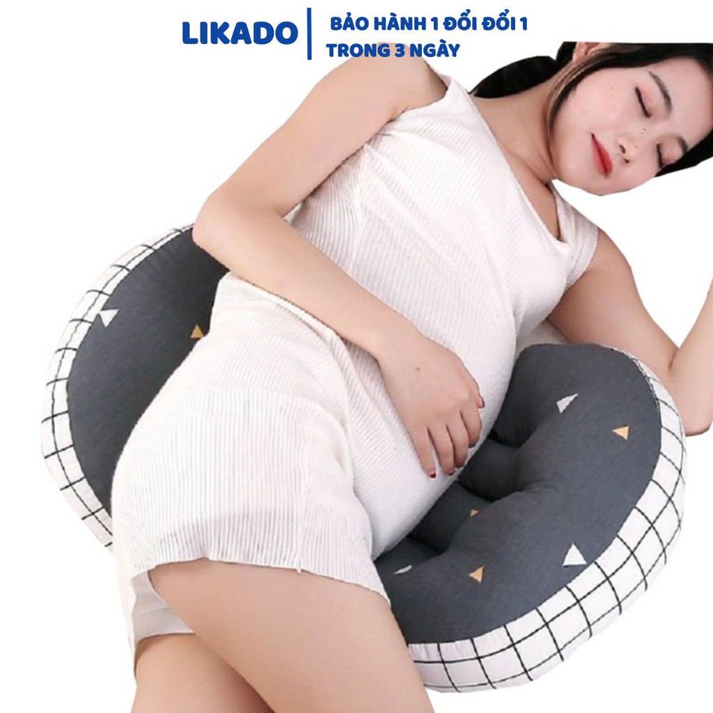 [LIKADO] Gối bà bầu, kích thước (70x22x40cm), vải 100% cotton, ruột bông nhân tạo