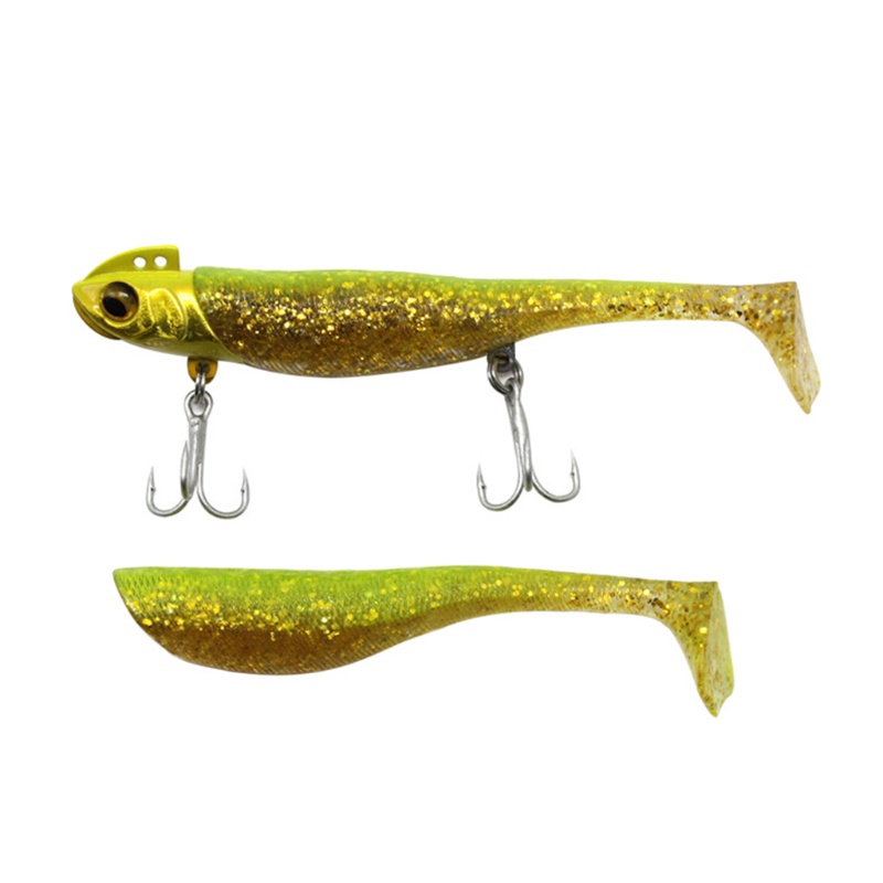 QQ Bộ Mồi Câu Cá Giả Hình Chữ T Bằng PVC Mềm Phản Quang