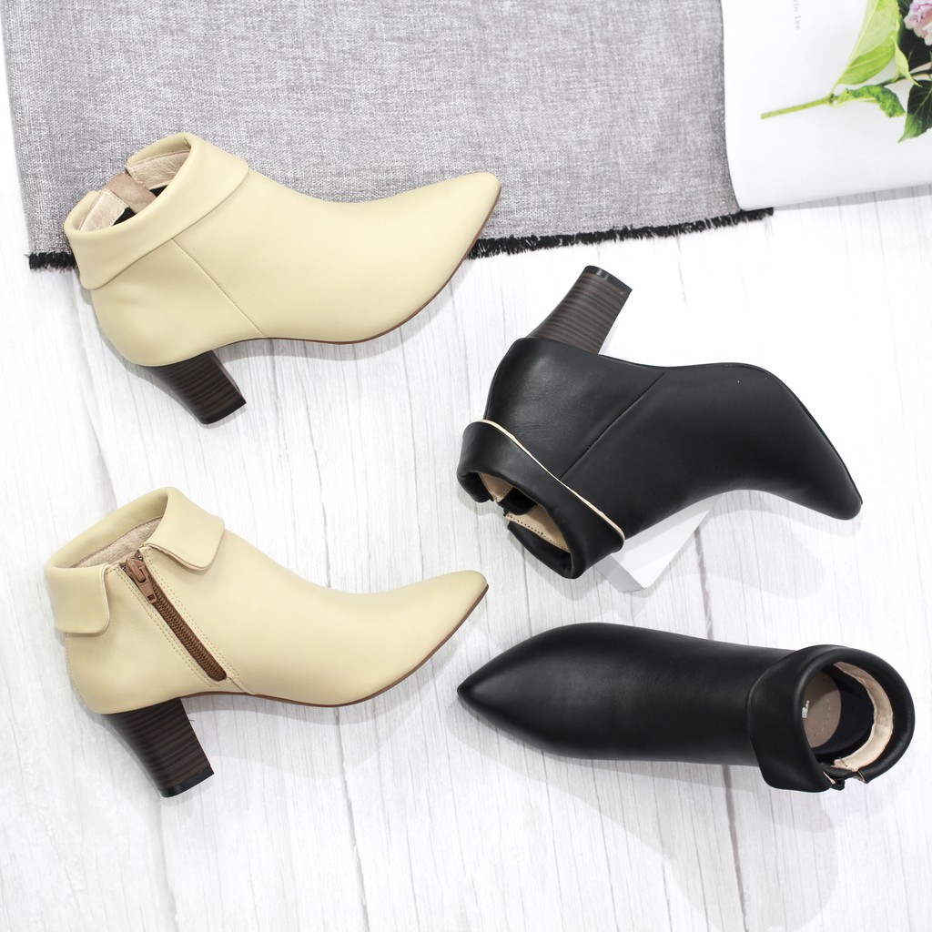 [Mã FASHIONMALLT4 giảm 15% đơn 150k] Boot Da Bò Thật Cao Gót 5cm Cổ Lật Pixie X604 | BigBuy360 - bigbuy360.vn