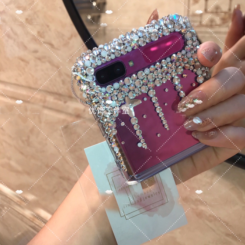 Samsung galaxy z flip 5g 4g 4 3 flip4 flip3 super luxury diy fashion bling protein diamond rhinestone phone case cover