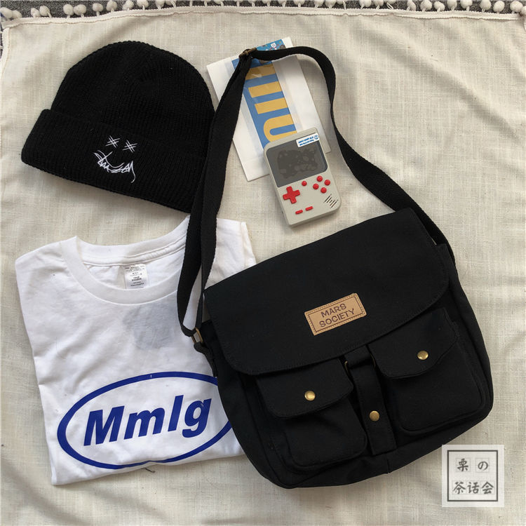 Túi Vải canvas Đeo Chéo Phong Cách retro Harajuku Nhật Bản Thời Trang Cho Nữ