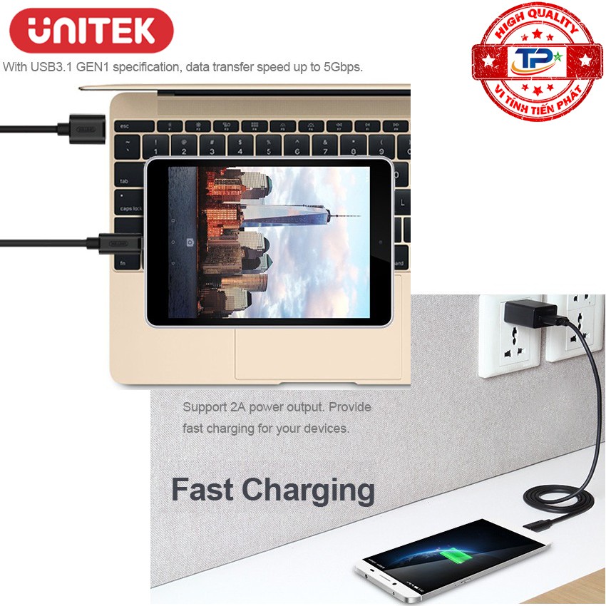 Cáp chuyển USB 3.1 USB Type-C sang USB Unitek Y-C474BK ( USB-C to USB-A )