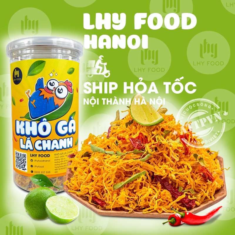 Khô Gà Lá Chanh 🍟FREESHIP🍟 200Gram LHYFOOD khô gà lá chanh loại 1 cao cấp, đồ ăn vặt nội địa ngon rẻ