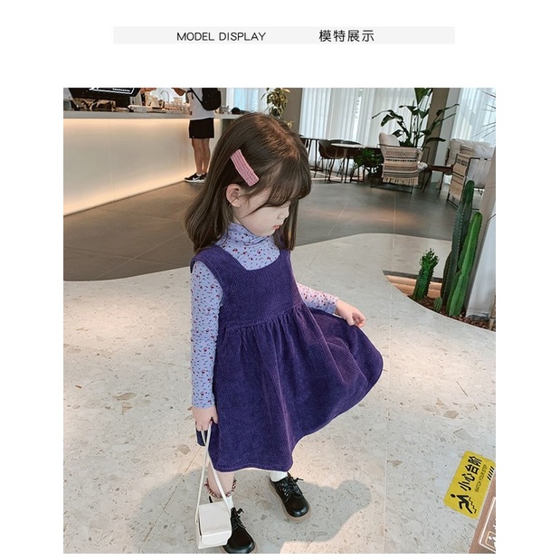 Đầm nhung thời trang mùa thu hàn quốc dành cho bé gái