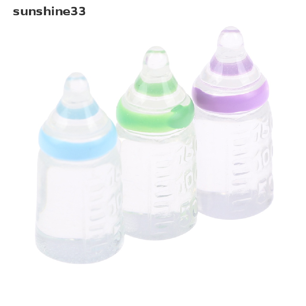 SU 5Pcs 1:12 Dollhouse doll accessories Mini resin milk bottle doll decoration n