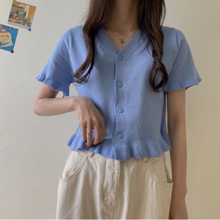 áo croptop Dệt Kim Cổ Tim Xinh Xắn Cho Nữ