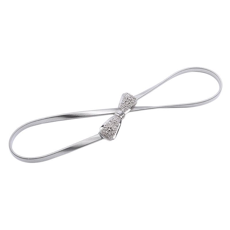 Bow Buckle Metal Waist Chain Belts for Women Fashion Belts Hollow Out Design