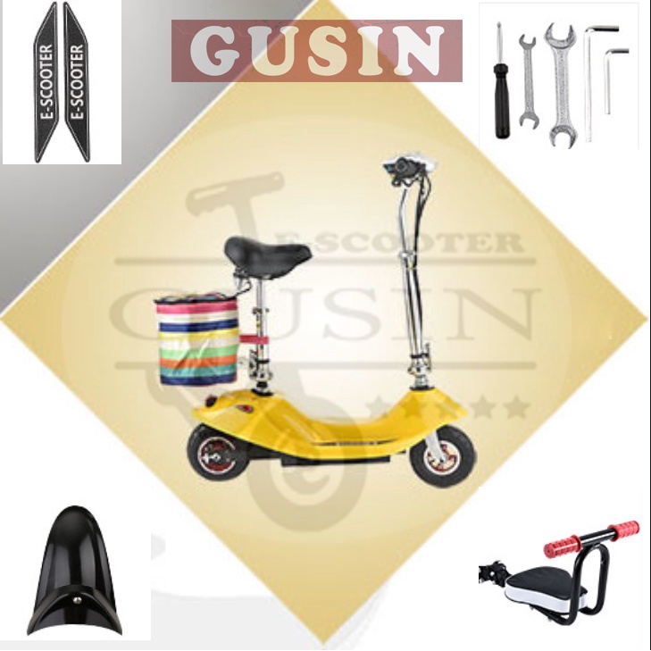 Xe điện mini E-Scooter lốp xe 8 inch plus màu vàng