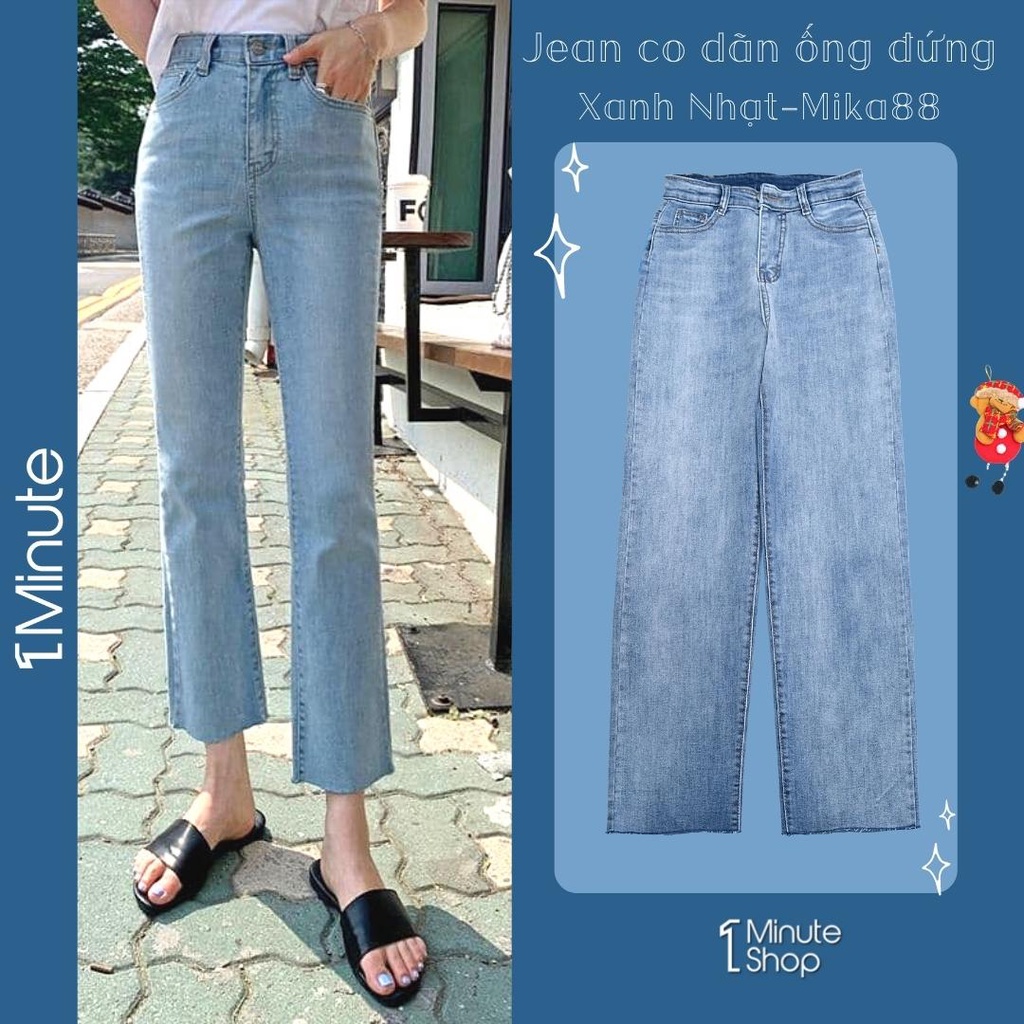 Quần Jeans Nữ Ống Đứng - Quần Bò Nữ Ống Đứng Cạp Cao Phong Cách Ulzzang