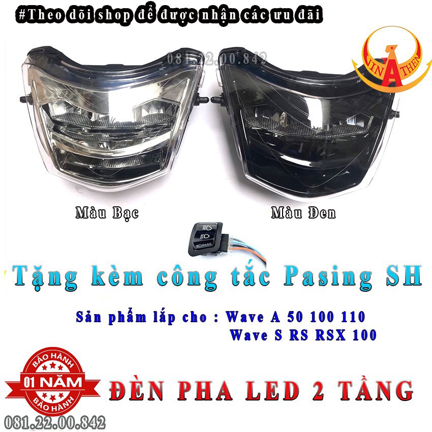 [TẶNG CÔNG TẮC PASING SH LOẠI 1] 1 Đèn pha led 2 tầng Wave giá rẻ giống kiểu ZHIPAT lắp Wave 50 100 110 cc