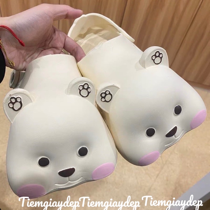 Dép sục cross gấu má hồng dễ thương cute nam nữ 🐻