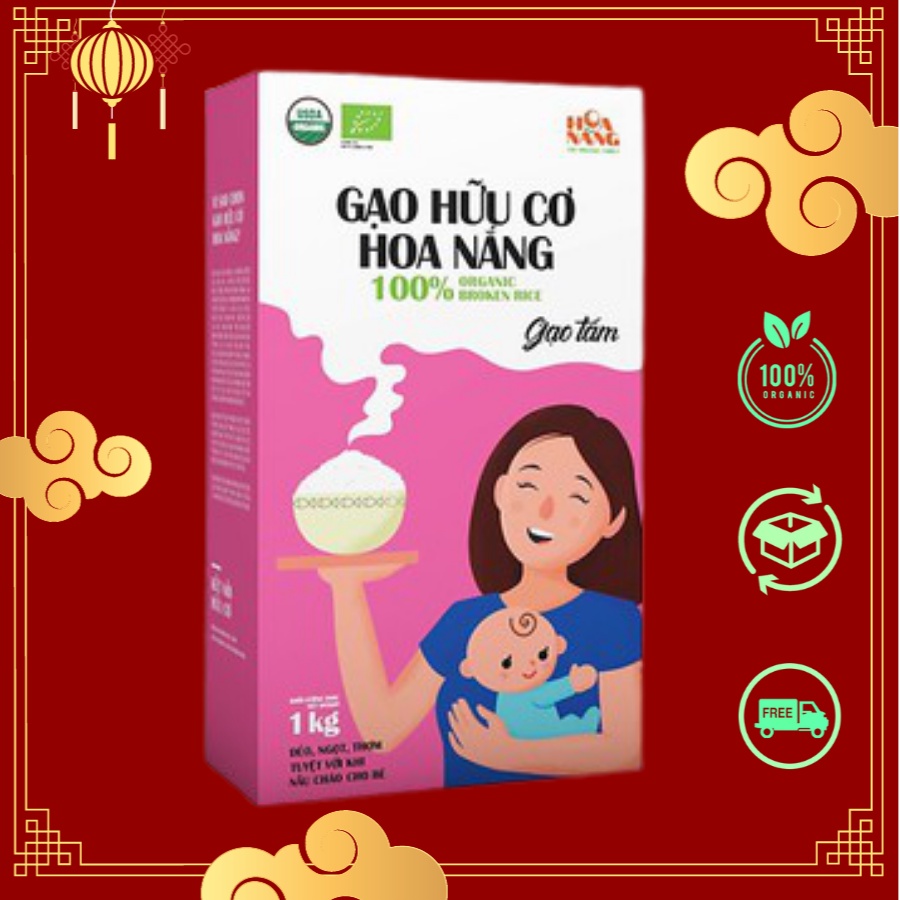 Gạo Tấm Hữu Cơ Hoa Nắng Hộp 1Kg, Gạo Vỡ Nấu Cháo Ăn Dặm Cho Bé, Gạo Trắng Thơm Dẻo, Làm Cơm Tấm