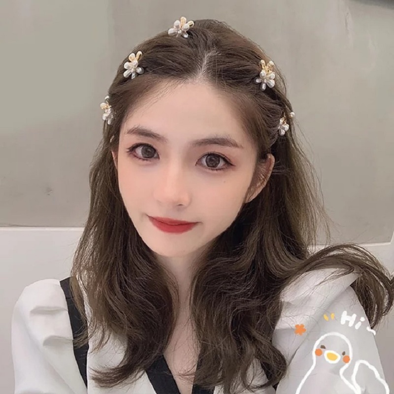 Kẹp tóc đính hạt ngọc trai nhân tạo phong cách Hàn Quốc xinh xắn dành cho nữ