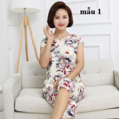 Bộ mặc nhà trung niên nữ_chất đũi siêu mát