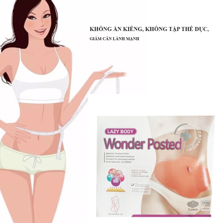 COMBO 1 HỘP 5 Miếng Dán Mỡ Bụng Mỡ Đùi LADY BODY Hàn Quốc Đánh Bay Mỡ Bụng Sau 7 Ngày, Không Cần Ăn Kiêng