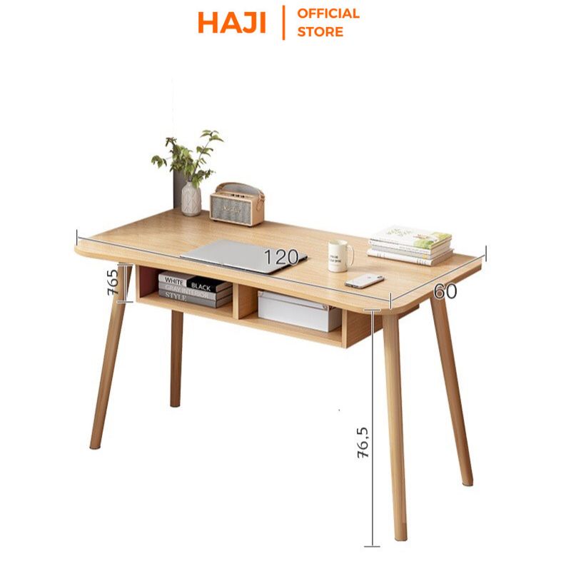 Bàn học thông minh có ngăn để vật dụng thiết kế tối giản chân gỗ sồi chắc chắn HAJI A185