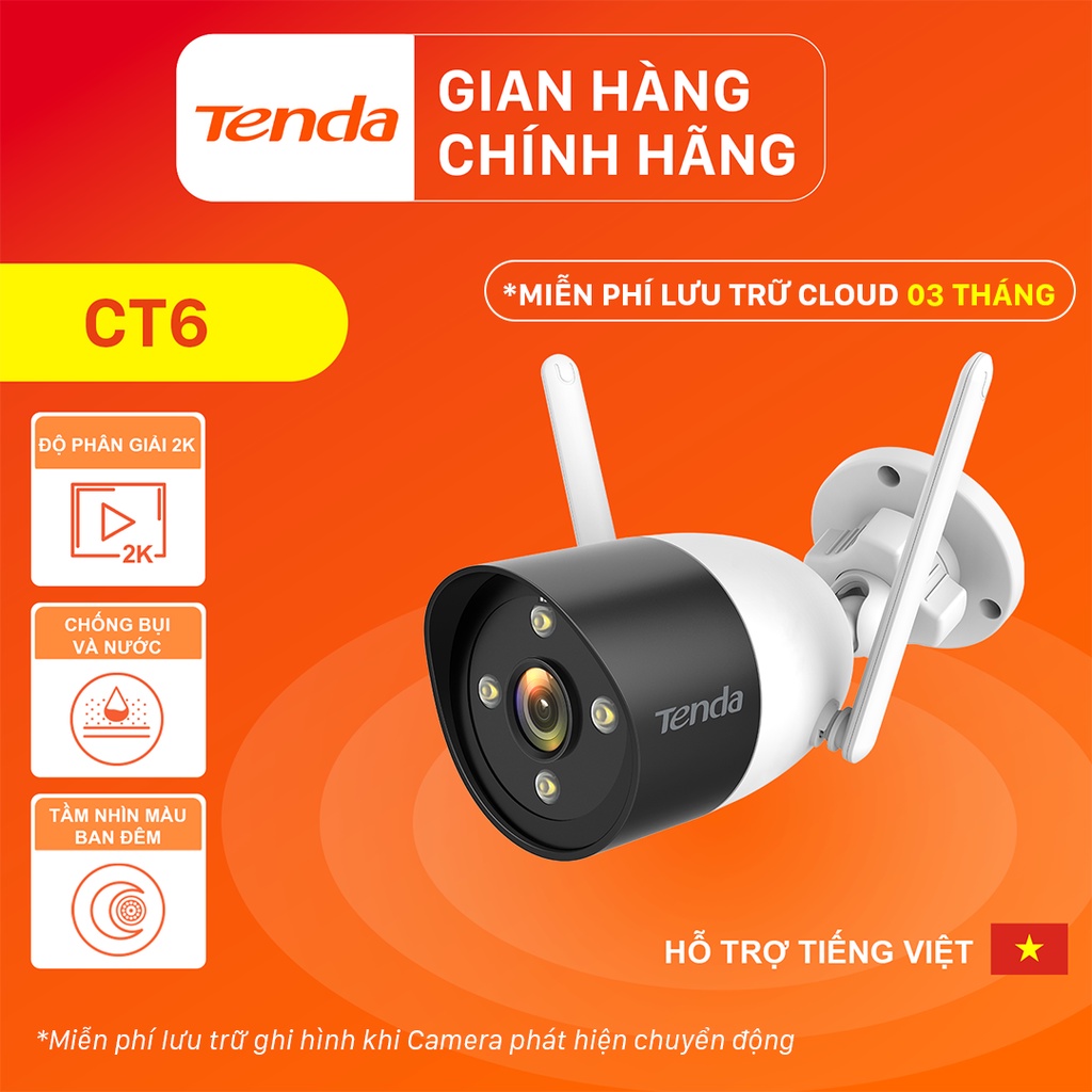 Camera Wifi Ngoài Trời Tenda CT6 Độ Phân Giải 2K - Hãng phân phối chính thức