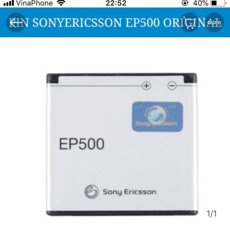 Pin EP500 dành cho Sony Ericsson W8 W18i WT19i ST15i ST17i Xperia mini Xperia mini bảo hành 6 tháng.