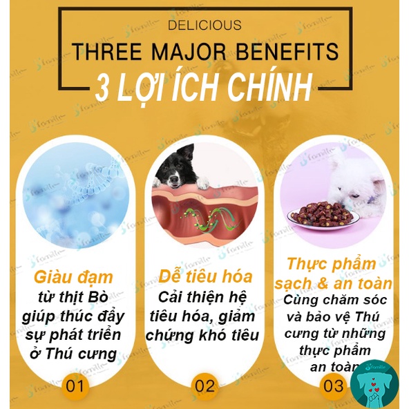 Treat thưởng dinh dưỡng JFamille, Bò viên lòng đỏ trứng, bổ sung Lecithin, Protein, Canxi, dễ tiêu hóa.