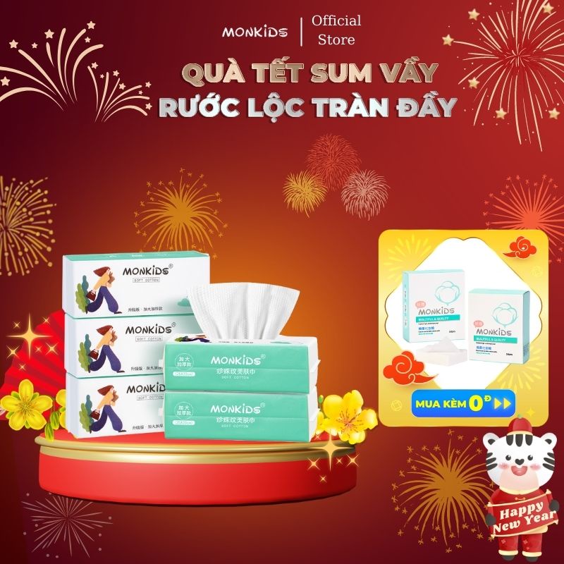 Khăn rửa mặt spa khăn lau mặt monkids dùng 1 lần cotton mềm 70 miếng kích thước lớn lau khô, lau ướt