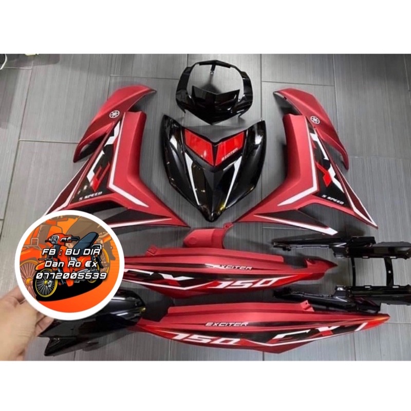 Áo Ex 150 đỏ đen ( đỏ nhám ) + tem