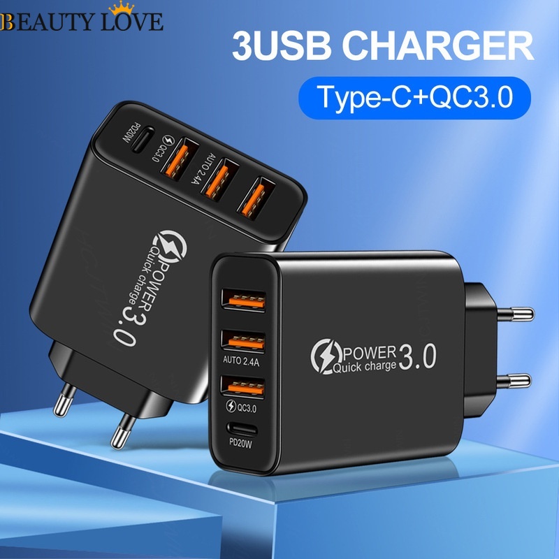 Củ Sạc Nhanh 20W 4 Cổng USB QC3.0 Cho iPhone Và Android