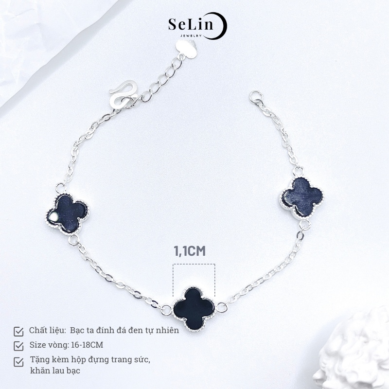 Lắc tay bạc nữ SELIN JEWELRY vòng tay bạc ta cỏ 4 lá may mắn phụ kiện trang sức bạc nữ