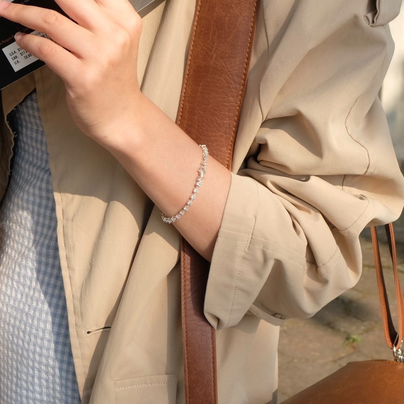 Lắc tay ổ đá tim BẠC S925 LANN B166