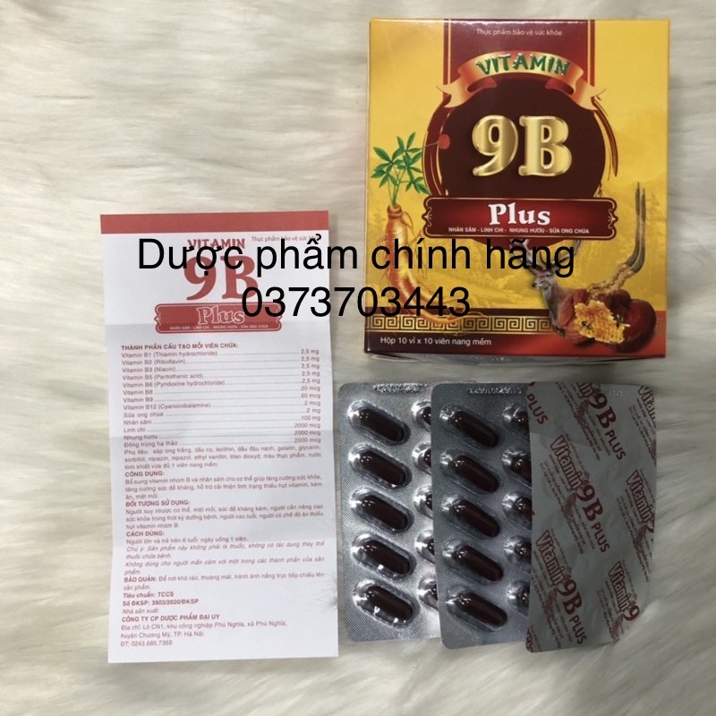 Vitamin 9B plus- hộp 10 vỉ x 10 viên nang mềm- bổ sung Vitamin nhóm B, nâng cao sức khoẻ