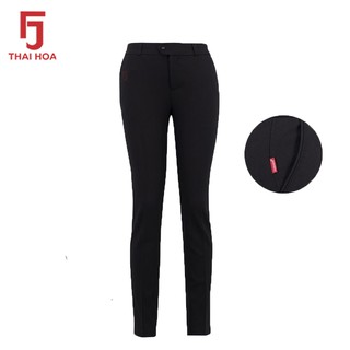 Quần tây nữ lưng cao Thái Hòa vải giãn 3 màu đen, xám, tím
