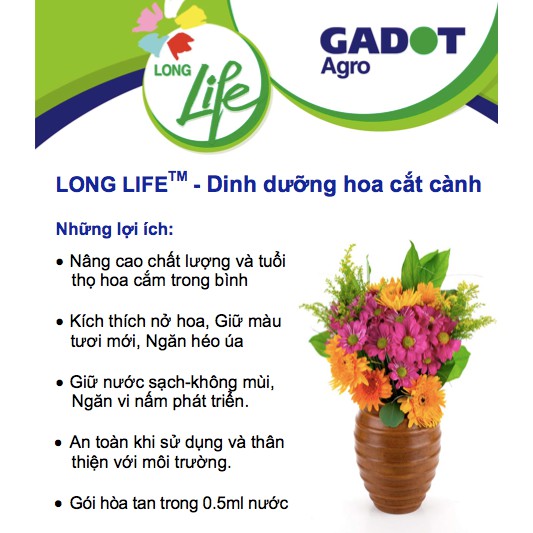 Bịch Bột Pha Nước Cắm Hoa Tươi Lâu Long Life