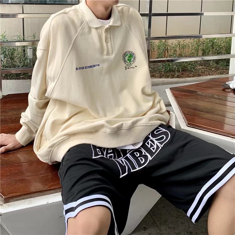 Quần Short Thể Thao Ống Rộng In Chữ Phong Cách Hong Kong Thời Trang Cho Nam Cỡ M-3XL