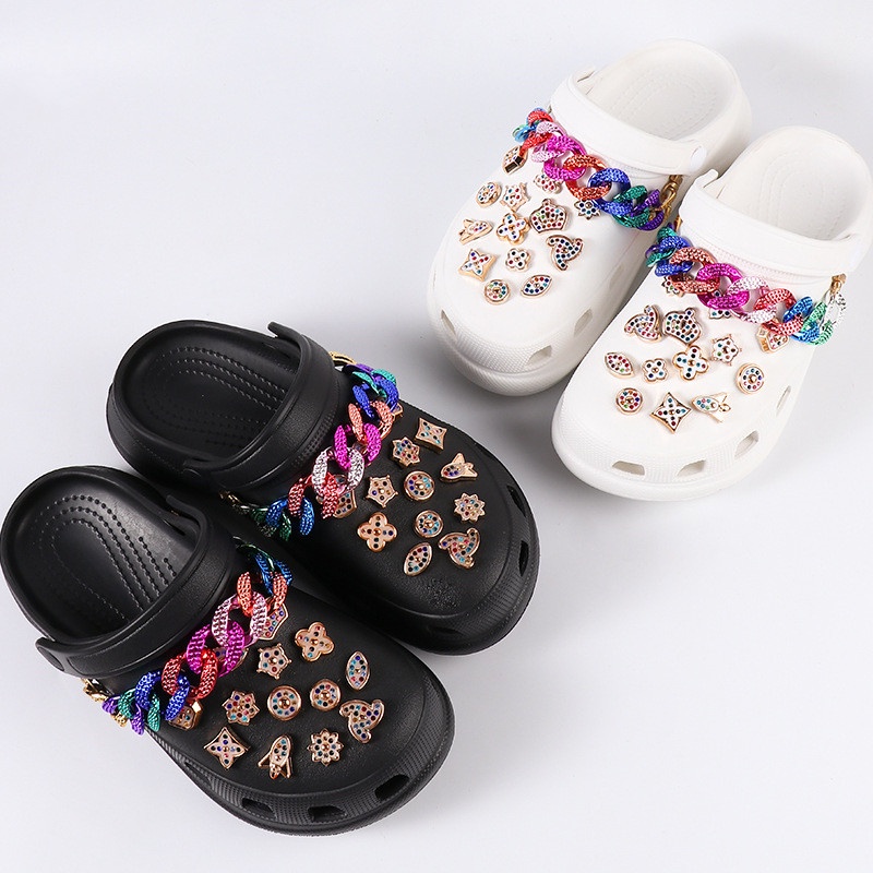 Set 27 Phụ Kiện Trang Trí Giày / Sân Vườn Hình Hoa Đính Đá Pha Lê Có Thể Tháo Rời Charms