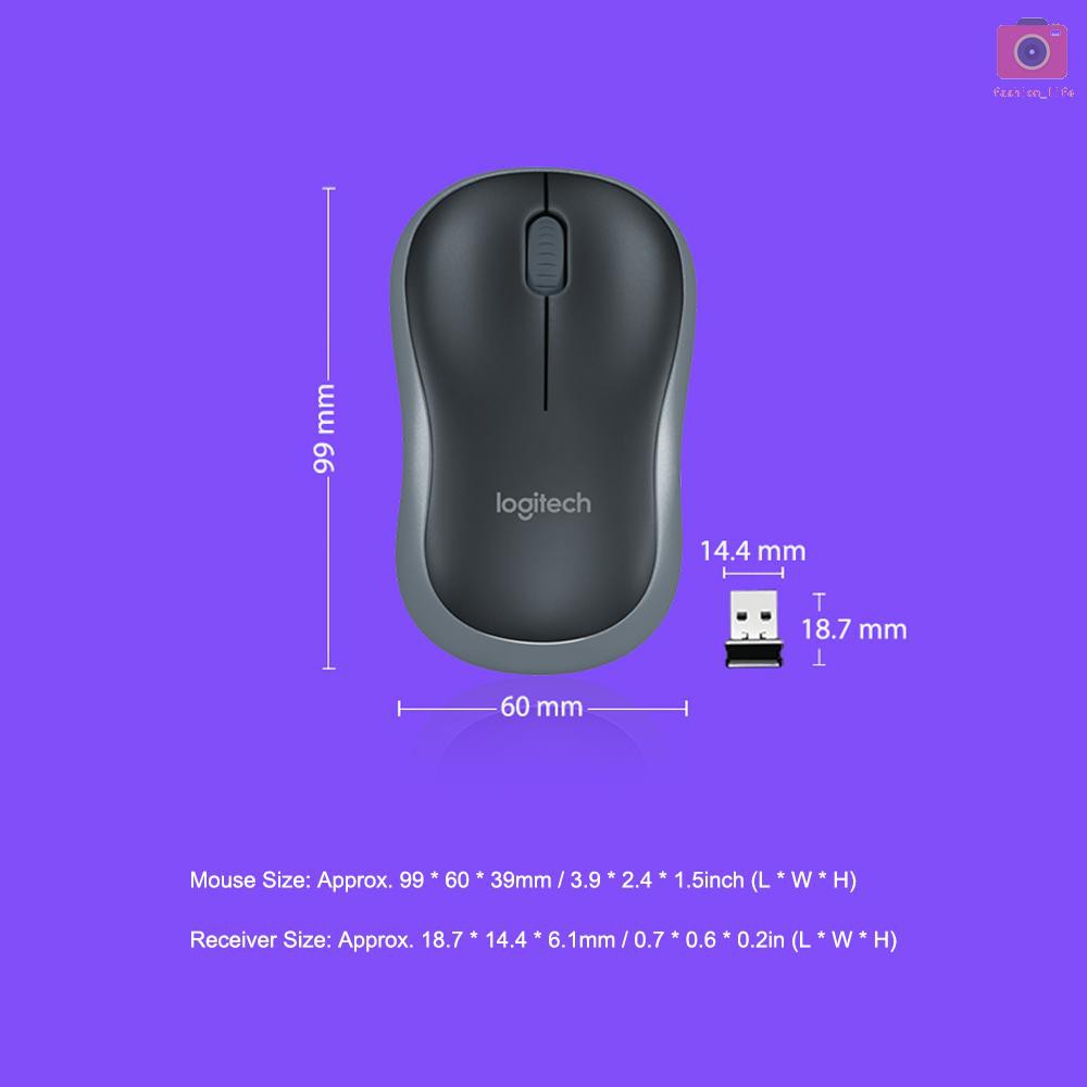 Chuột không dây logitech m185 2.4g màu xám không gây ồn cao cấp