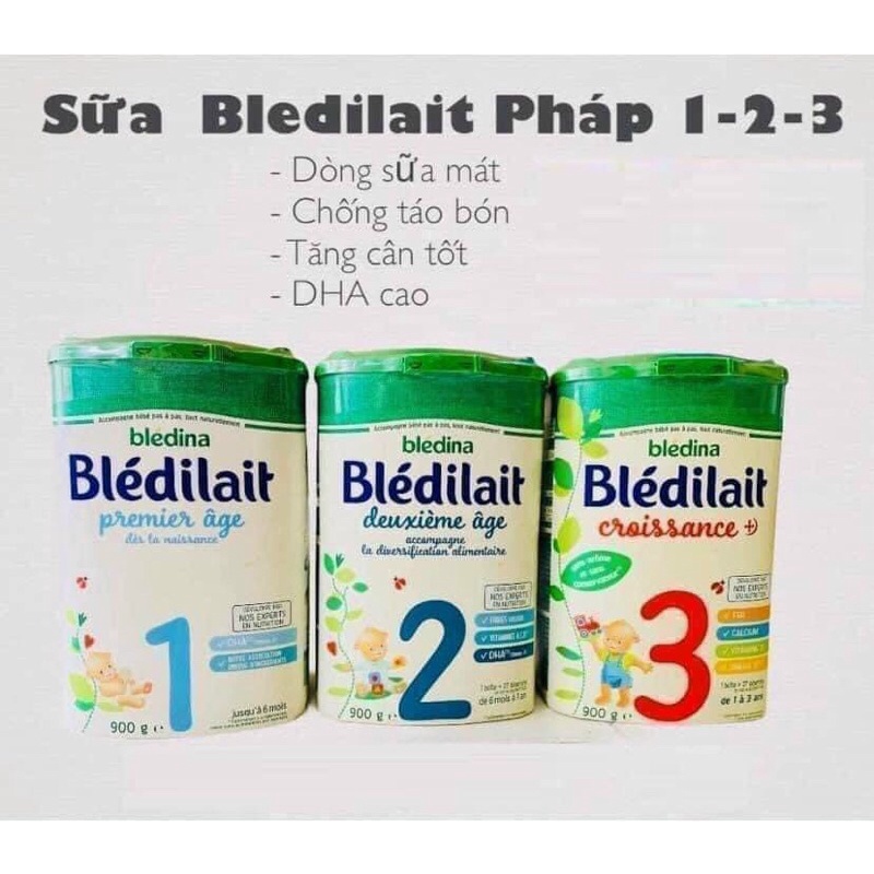 Sữa bột Bledilait bledina Pháp đủ số 1,2,3 hộp 900g