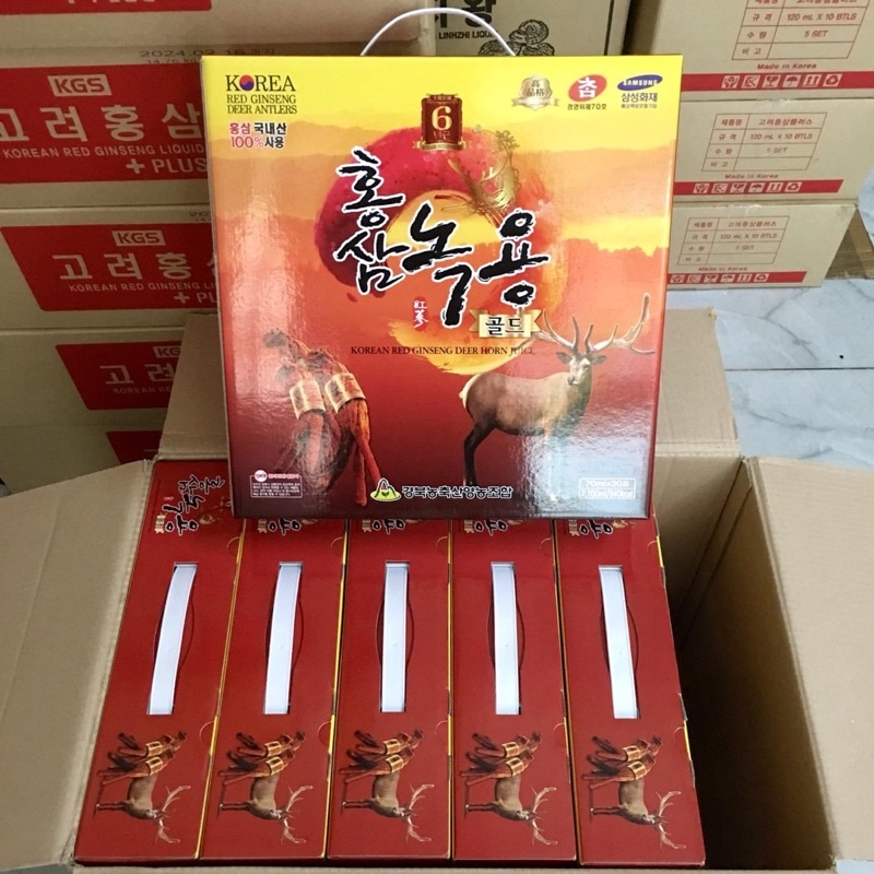 [HÀNG MỚI VỀ] Nước Hồng Sâm Nhung Hươu Hàn Quốc, Hộp Vàng 30 Gói [korean red ginseng deer horn juice]