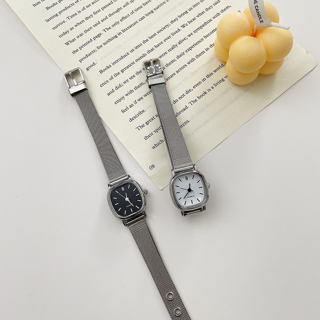 Đồng hồ đeo tay thời trang nữ cao cấp Q.uartz dây kim loại mặt vuông siêu Hot DH28