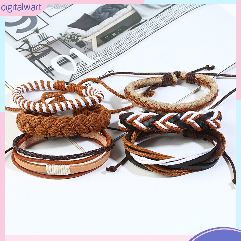 Set 6 dây đeo tay giả da thời trang nam