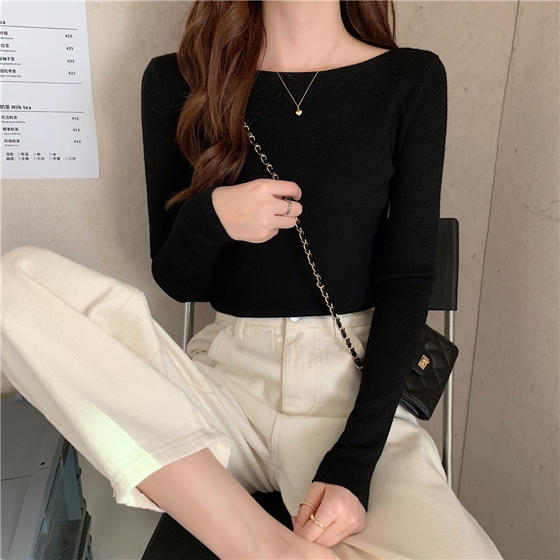 Áo len nữ ZHELIHANGFEI dáng ôm màu trơn dễ phối đồ