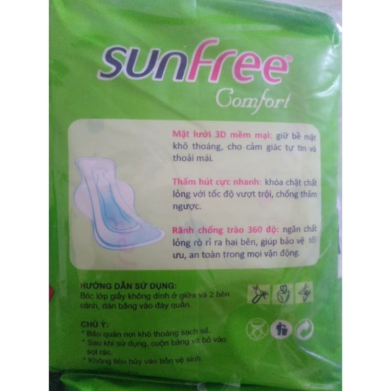 Combo 8 gói băng vệ sinh có cánh Sunfree (1 gói 8 miếng)